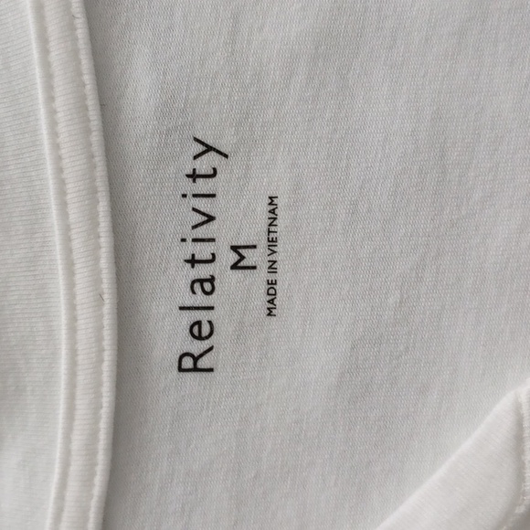 Relativity White Cotton V neck Henley Women's M (3/4 length sleeves) - Picture 3 of 8